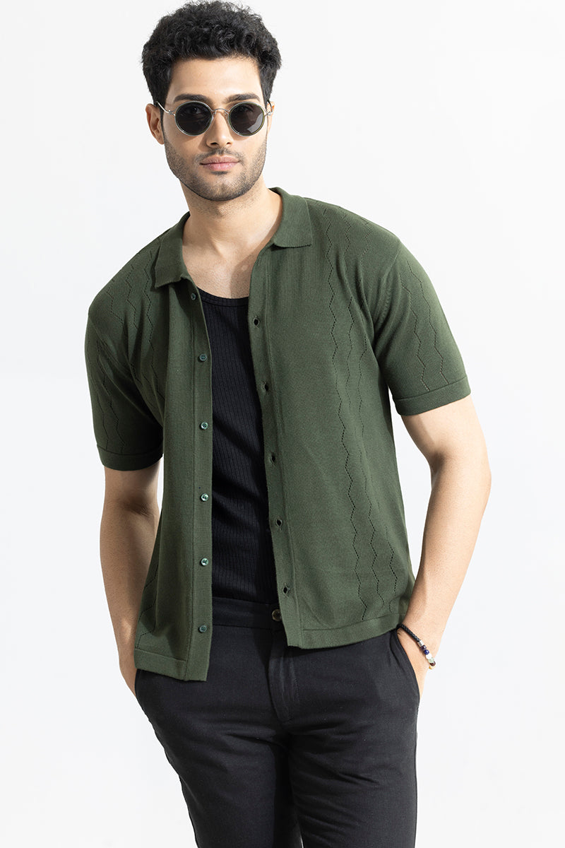 Wavy Streak Olive Shirt