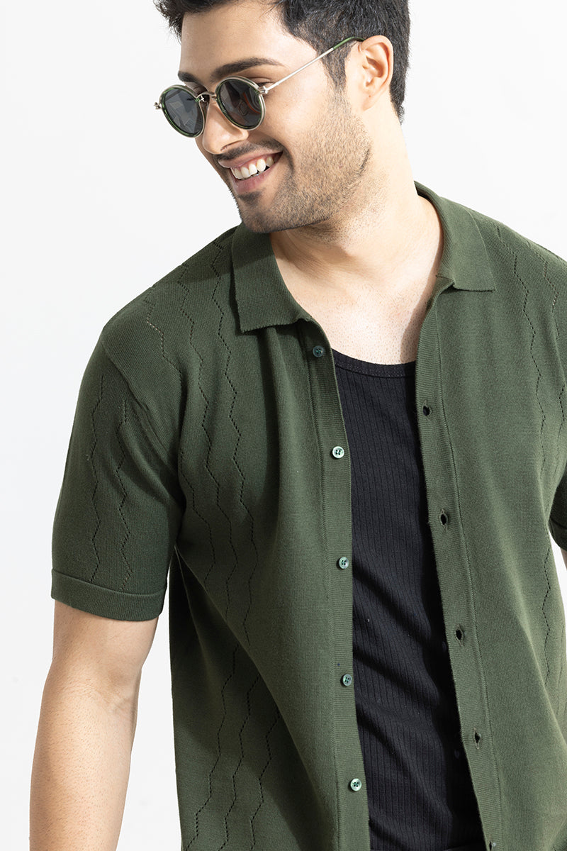 Wavy Streak Olive Shirt