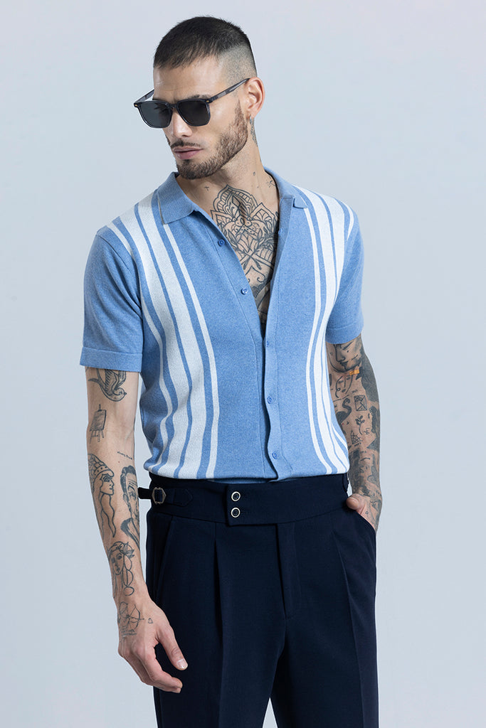 Buy Men's Knitline Blue Shirt Online | SNITCH