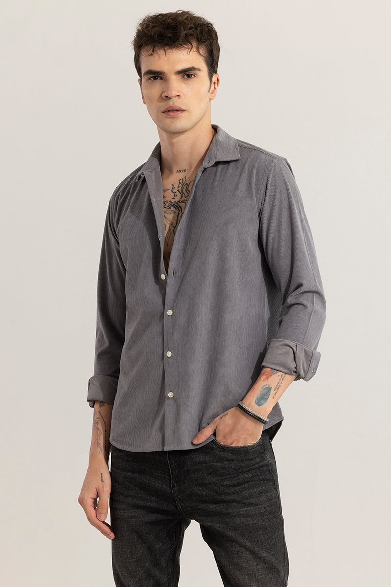 FineCord Grey Corduroy Shirt