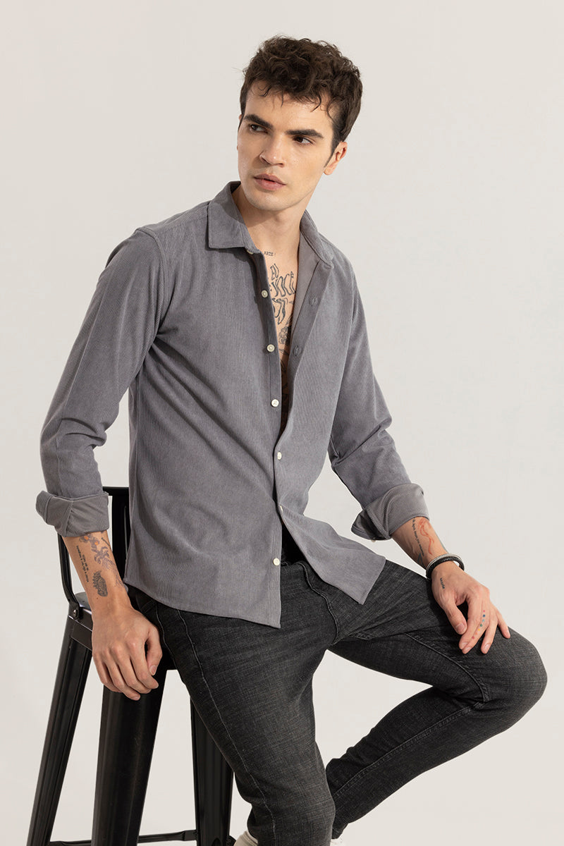 FineCord Grey Corduroy Shirt