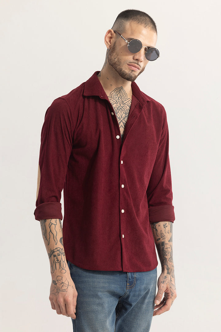 PatchPro Maroon Corduroy Shirt