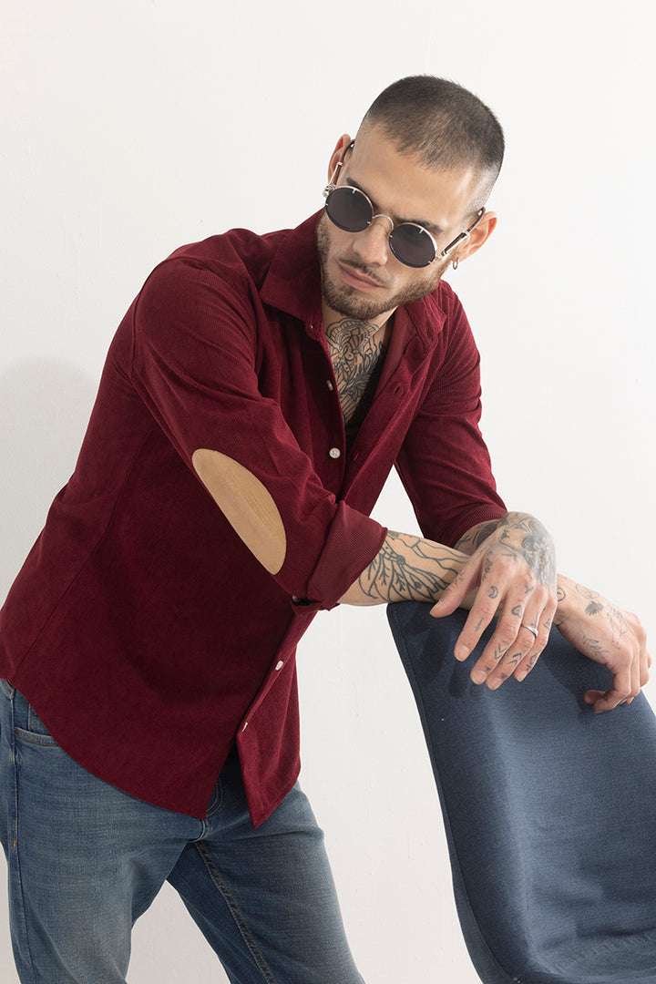 PatchPro Maroon Corduroy Shirt