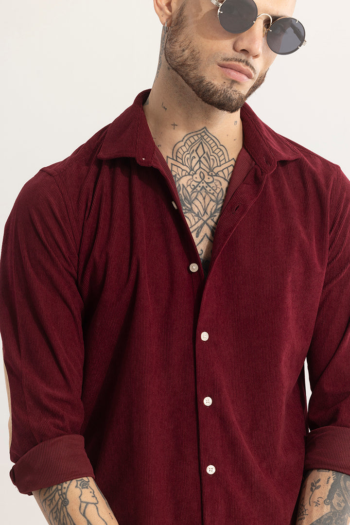 PatchPro Maroon Corduroy Shirt