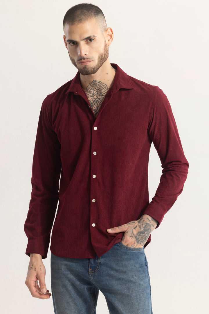 PatchPro Maroon Corduroy Shirt