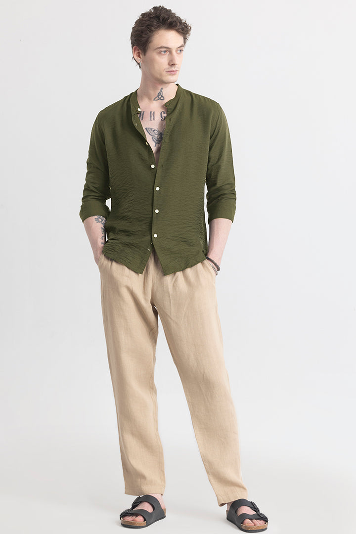 CharmShirt Olive Plain Shirt