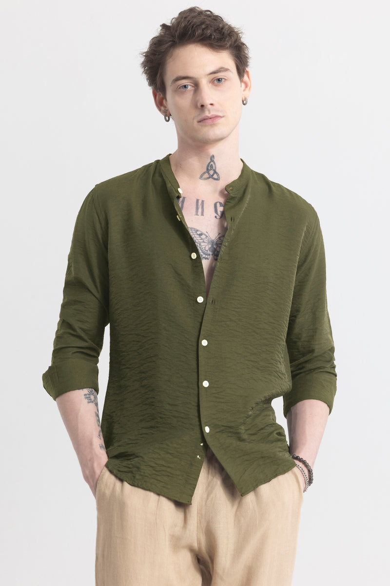 CharmShirt Olive Plain Shirt