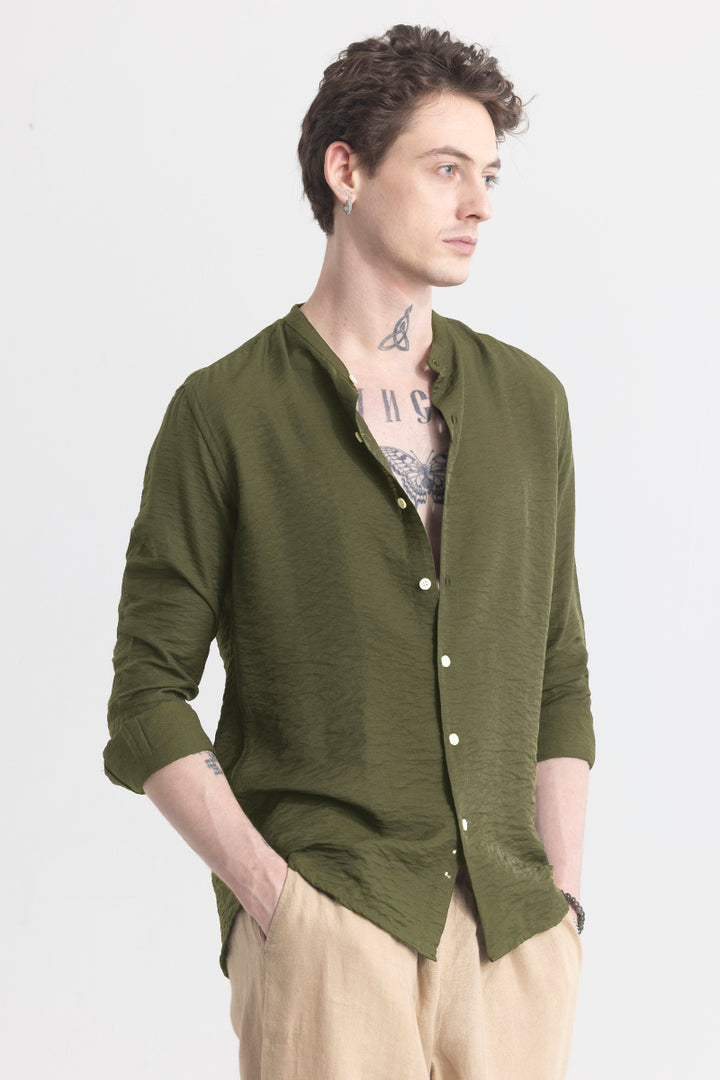 CharmShirt Olive Plain Shirt