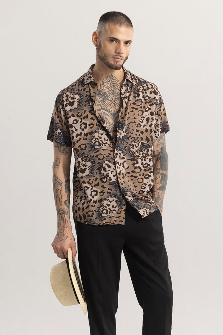 Pantherine Print Brown Shirt