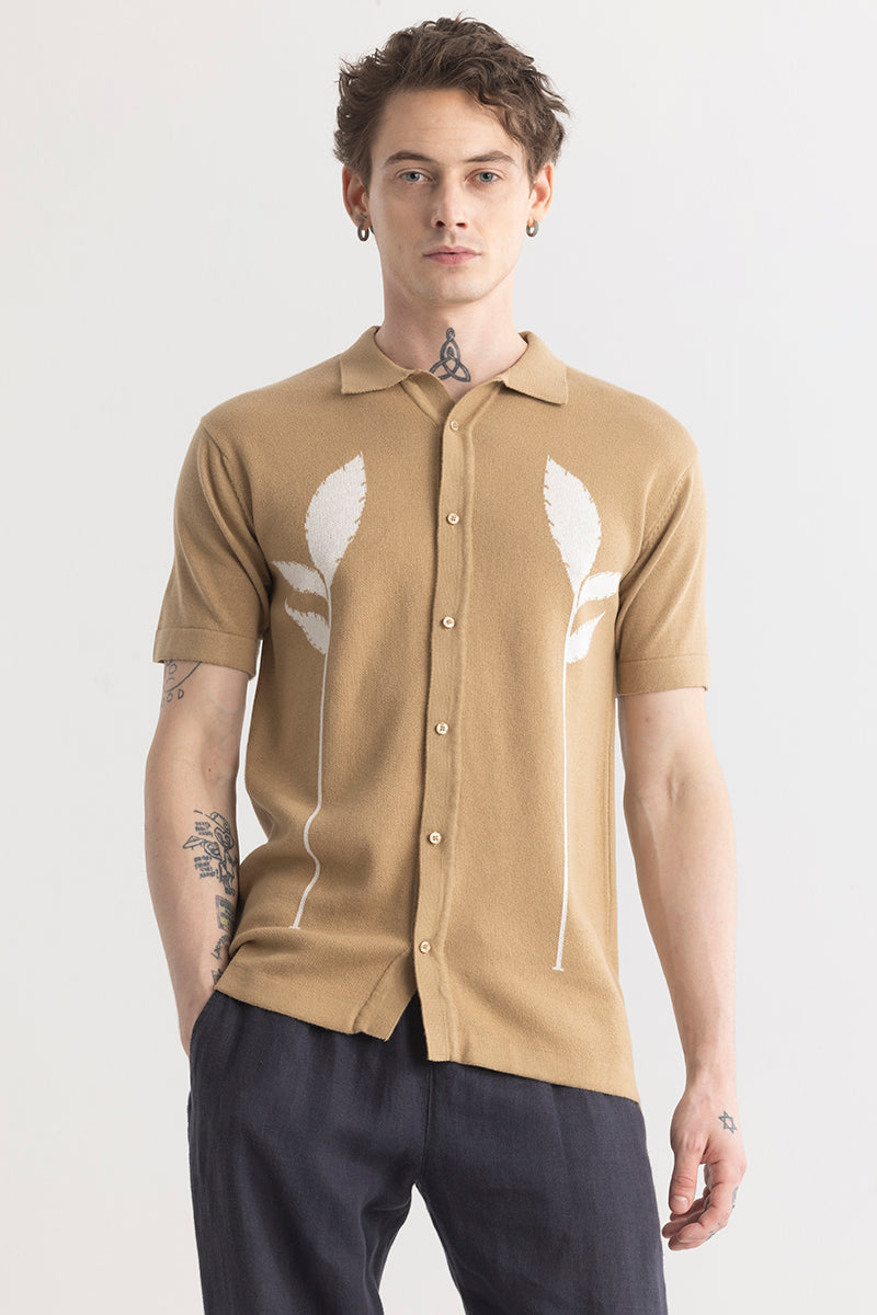 Plumaleaf Beige Knitted Shirt