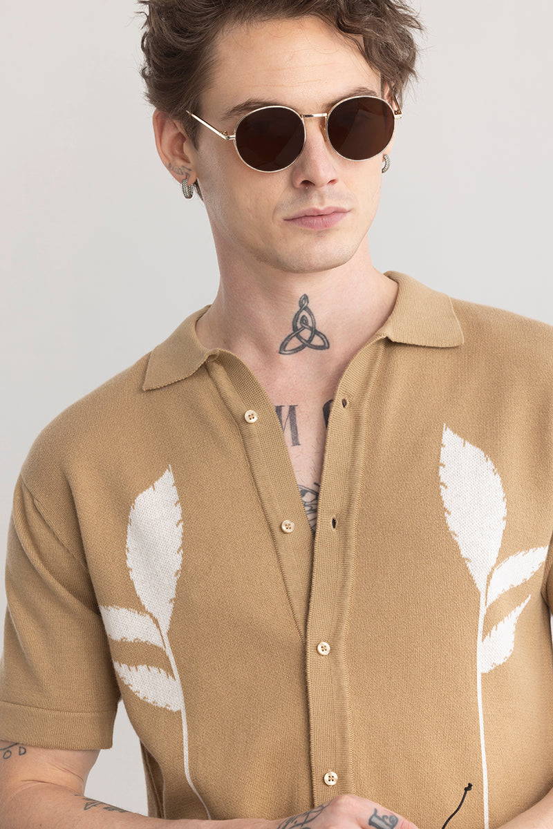 Plumaleaf Beige Knitted Shirt