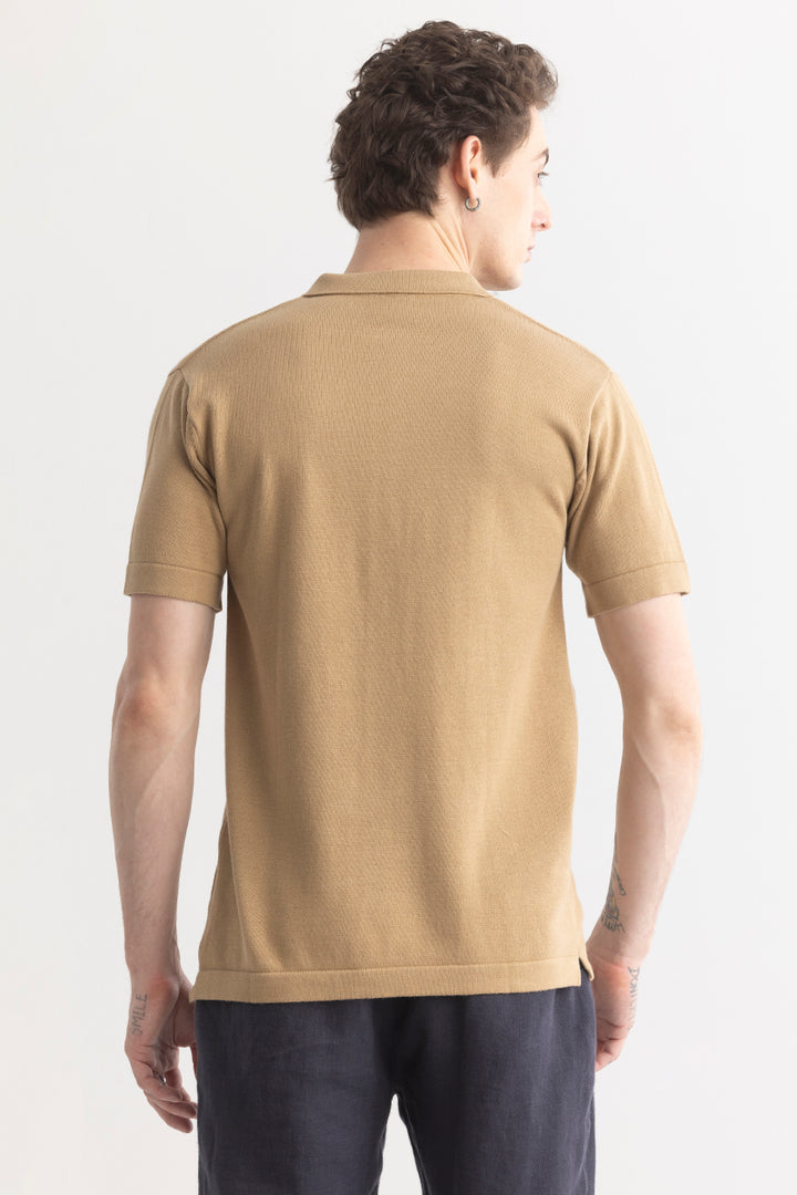 Plumaleaf Beige Knitted Shirt