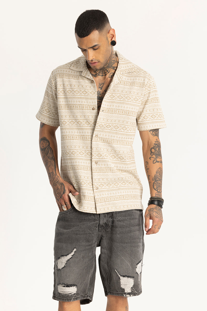 Beige Cuban Textured Shirt