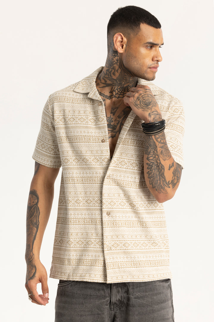 Beige Cuban Textured Shirt