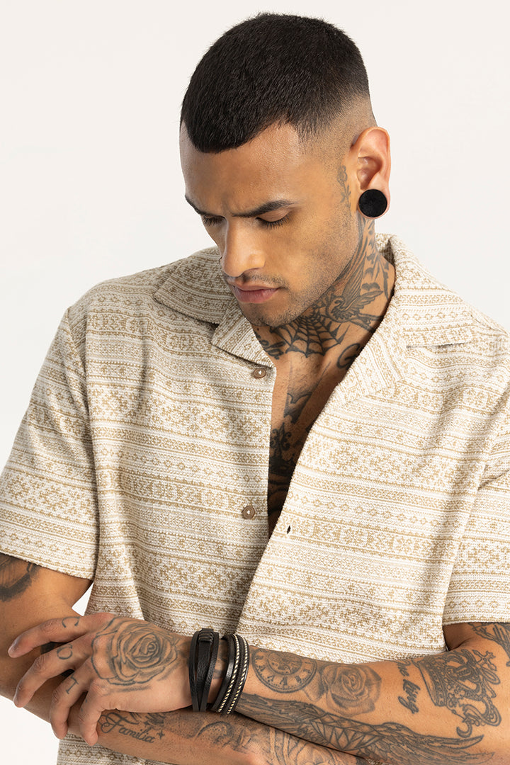 Beige Cuban Textured Shirt