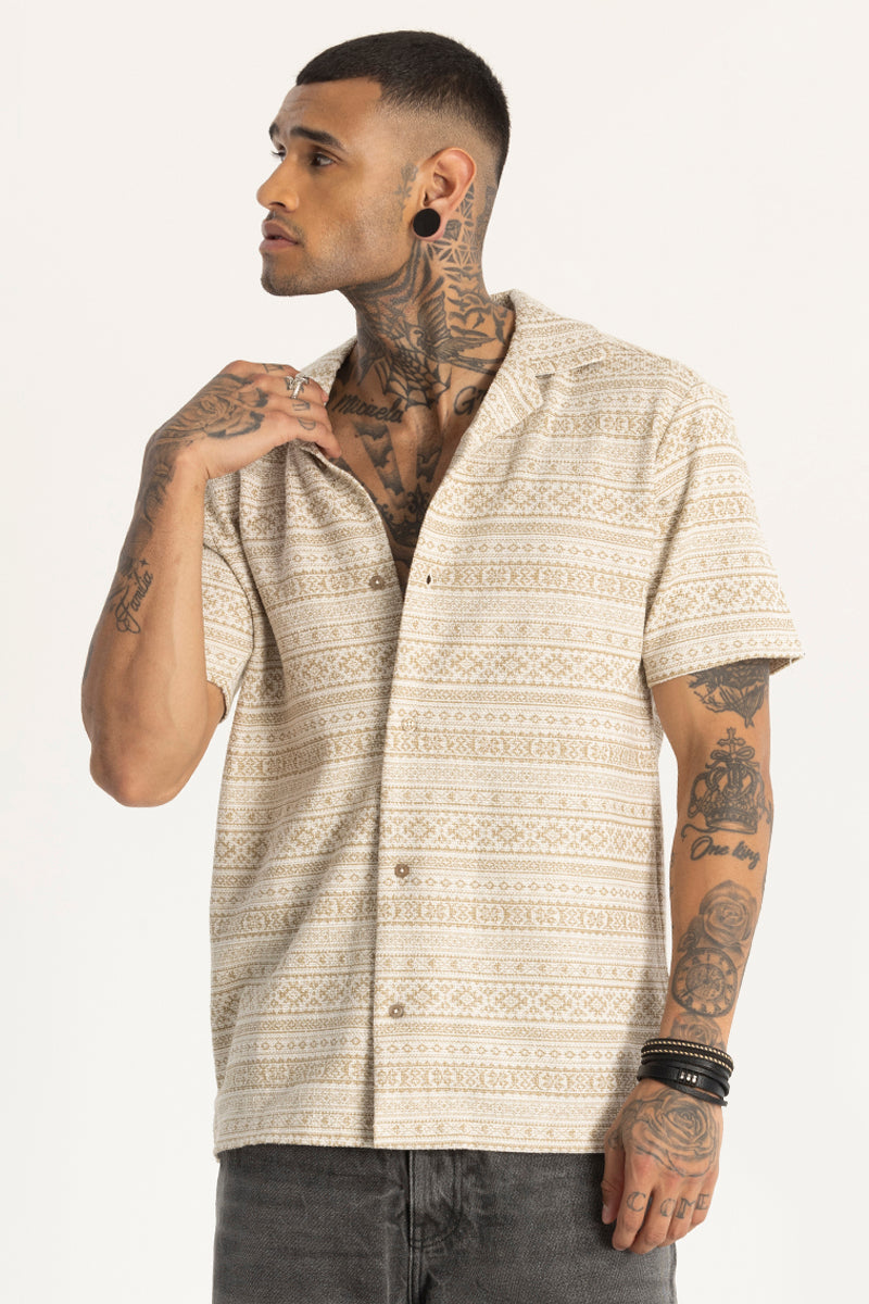 Beige Cuban Textured Shirt