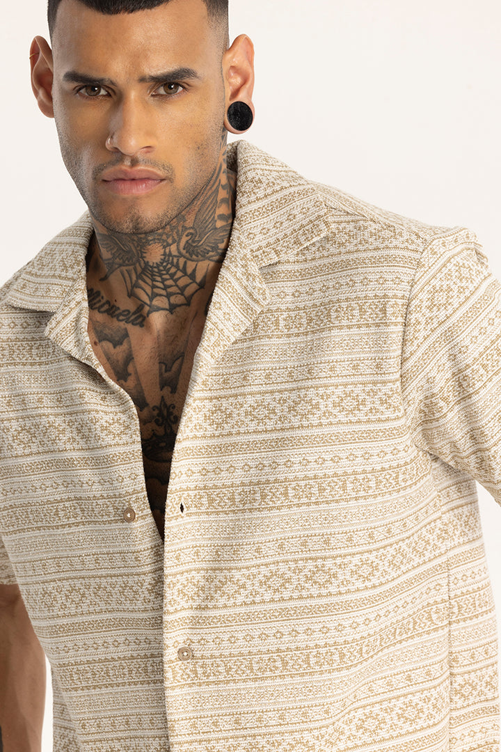 Beige Cuban Textured Shirt