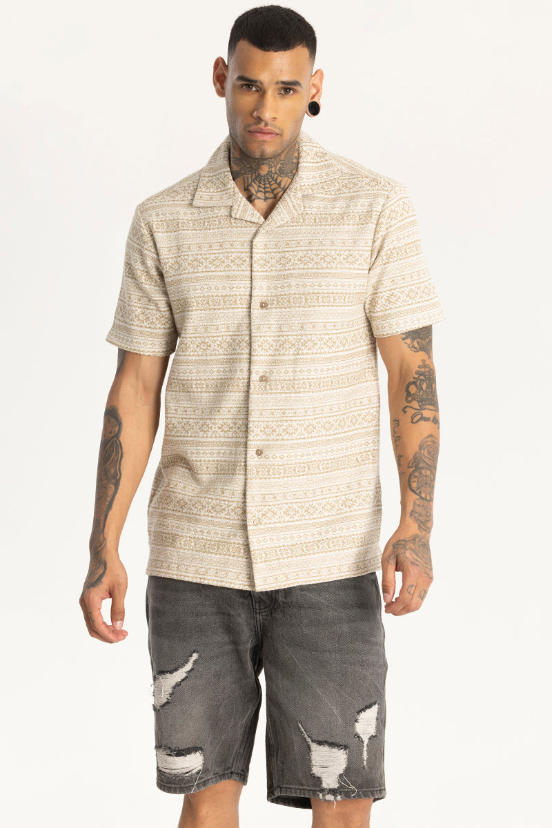 Beige Cuban Textured Shirt