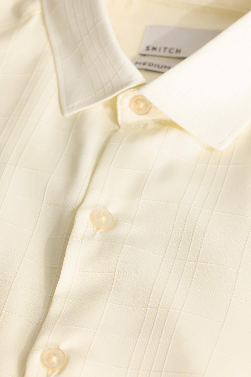 Cream Embroidered Stripes Shirt