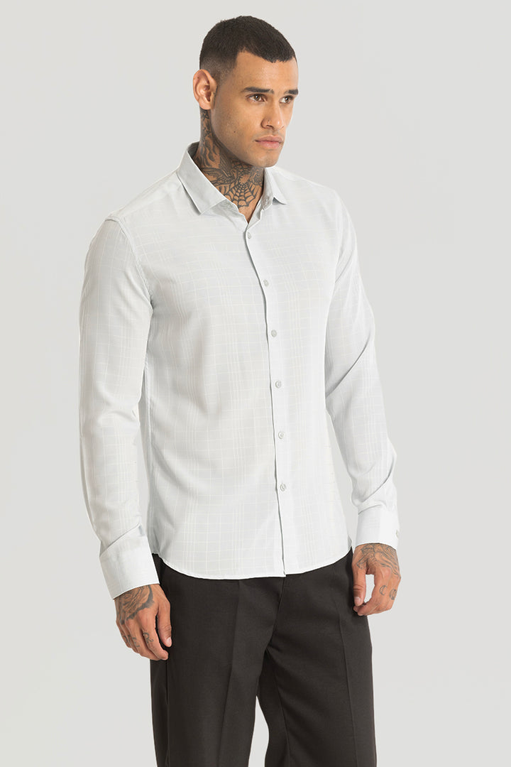 White Embroidered Stripes Shirt