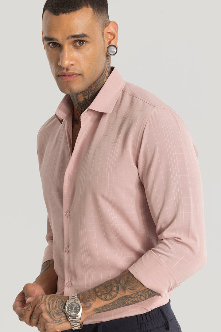 Pink Embroidered Stripes Shirt