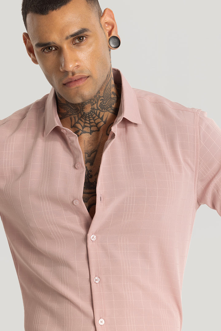 Pink Embroidered Stripes Shirt