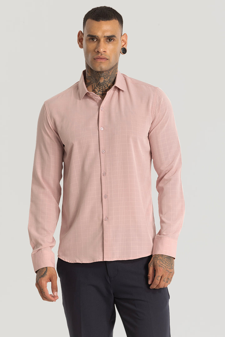 Pink Embroidered Stripes Shirt