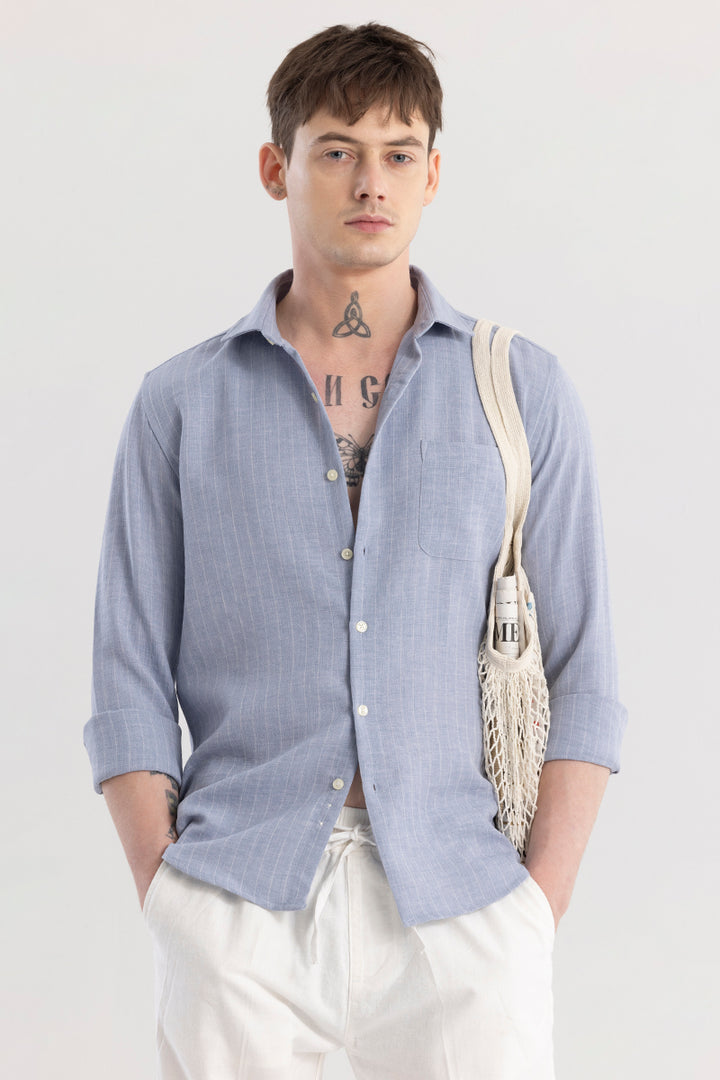 Linen Line Light Blue Stripe Shirt