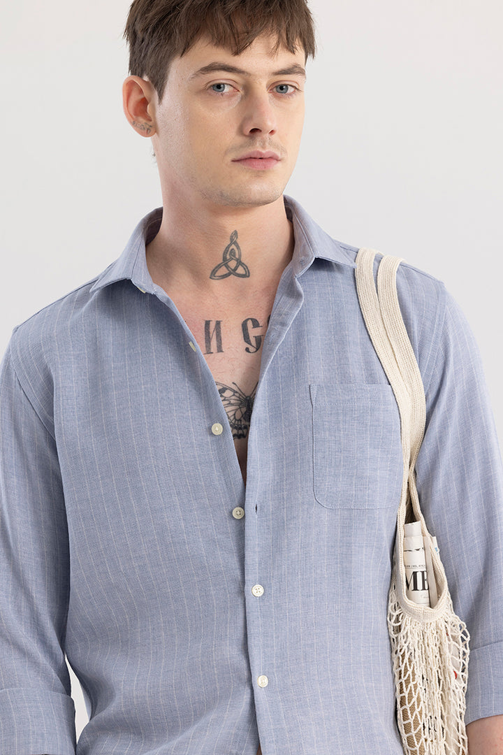 Linen Line Light Blue Stripe Shirt