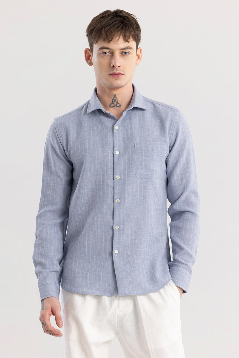 Linen Line Light Blue Stripe Shirt