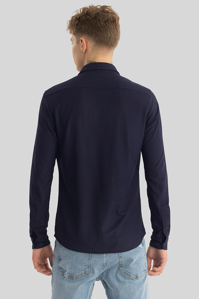 Carmine Navy Knitted Shirt