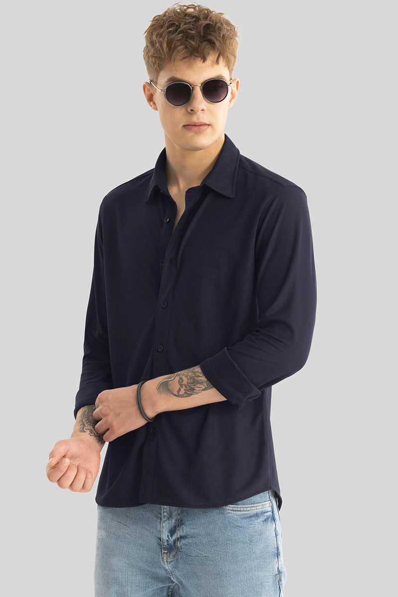 Carmine Navy Knitted Shirt