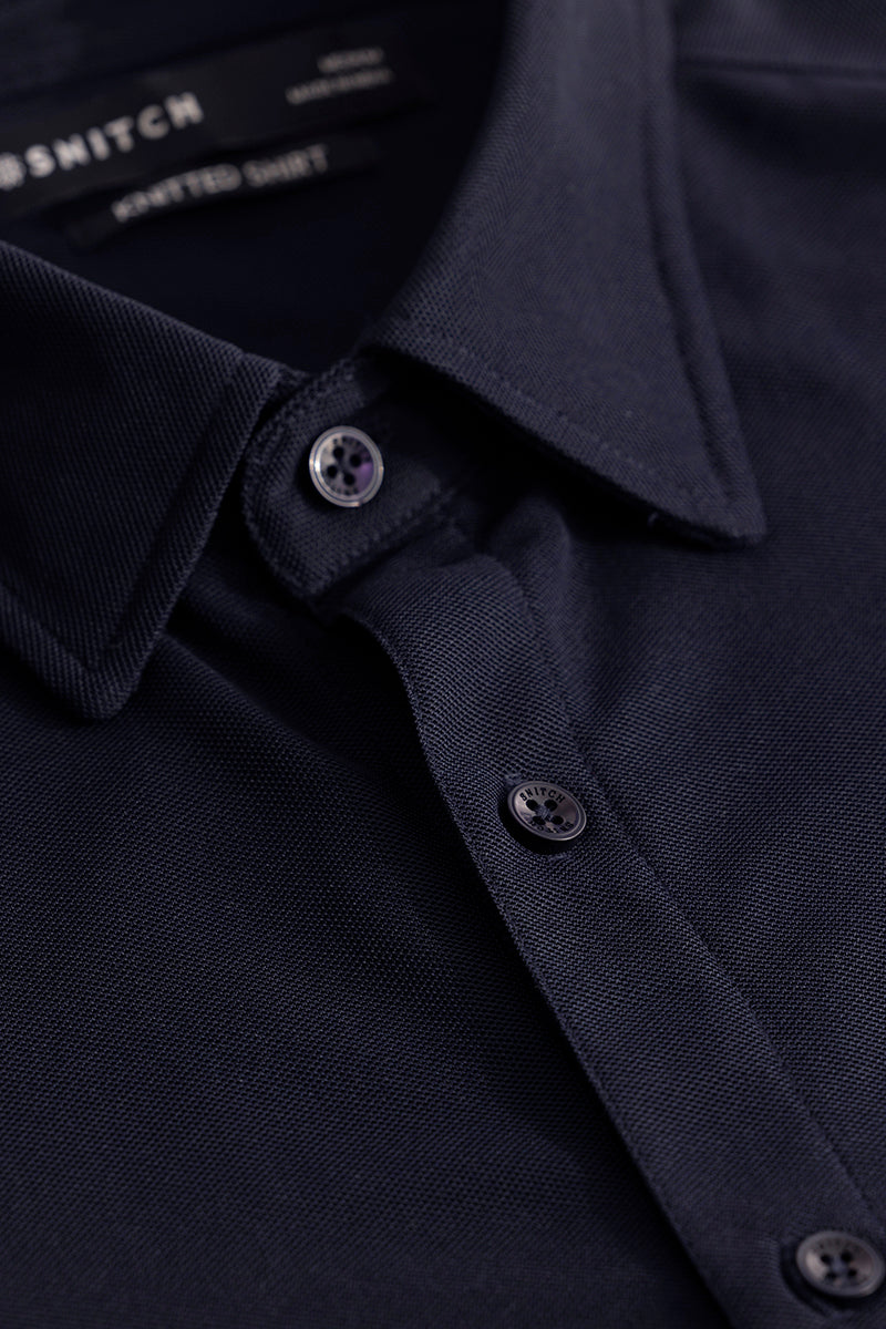 Carmine Navy Knitted Shirt