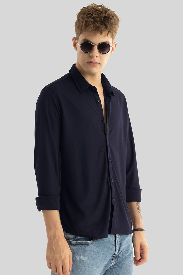 Carmine Navy Knitted Shirt