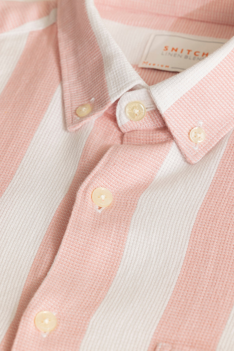 Pulse Light Pink Stripes Linen Shirt