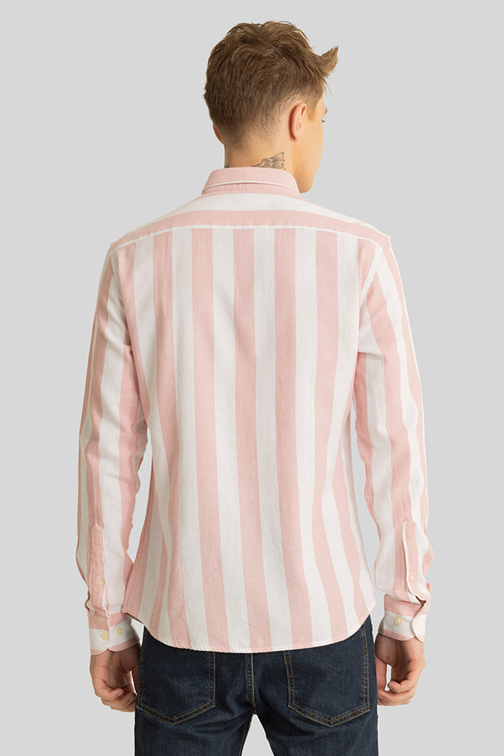 Pulse Light Pink Stripes Linen Shirt