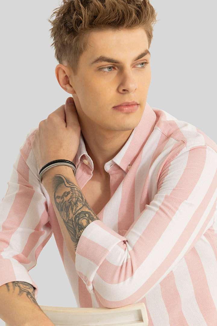 Pulse Light Pink Stripes Linen Shirt