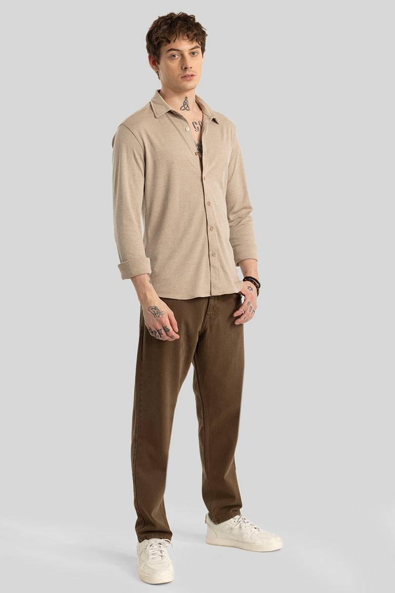 CollarEase Khaki Plain Shirt