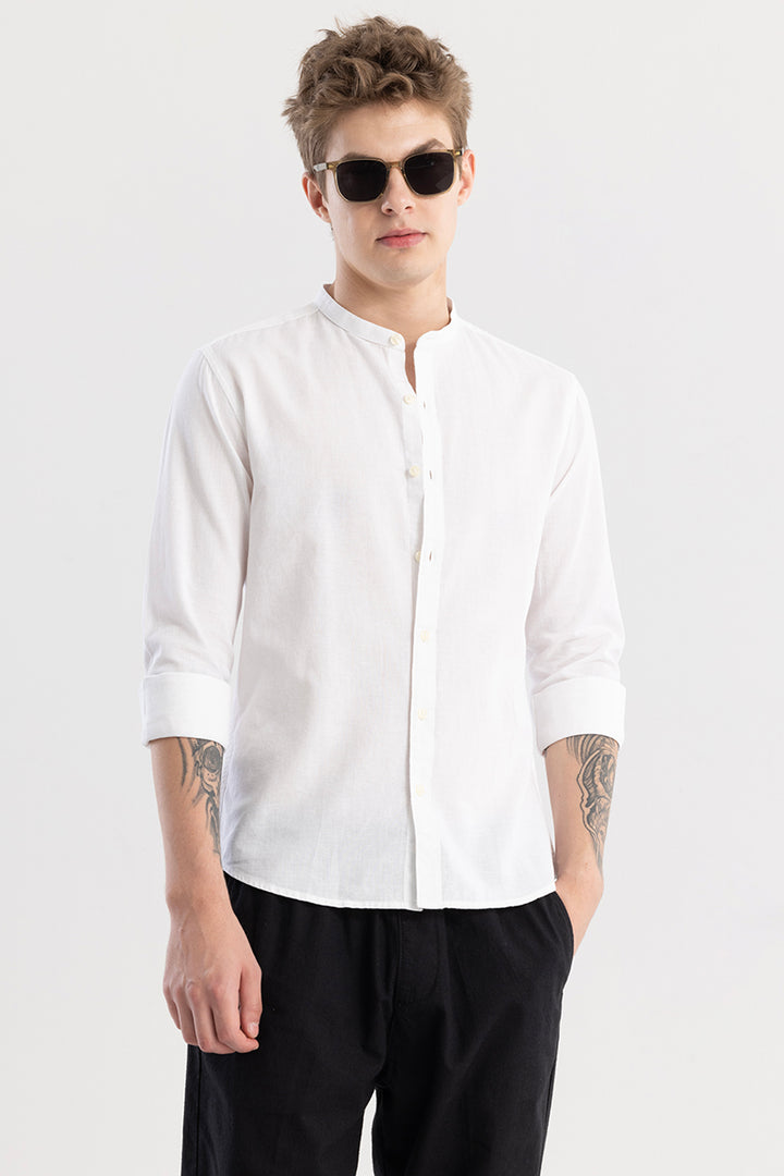 Linen Elegance Plain White Shirt