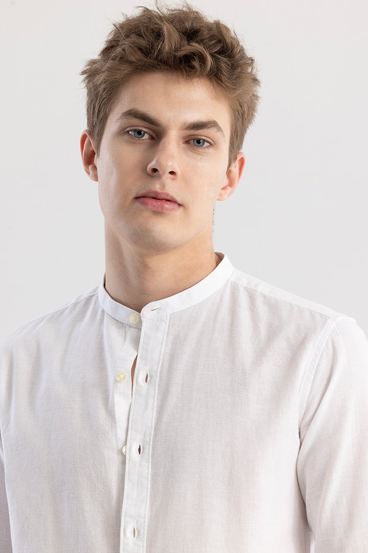 Linen Elegance Plain White Shirt