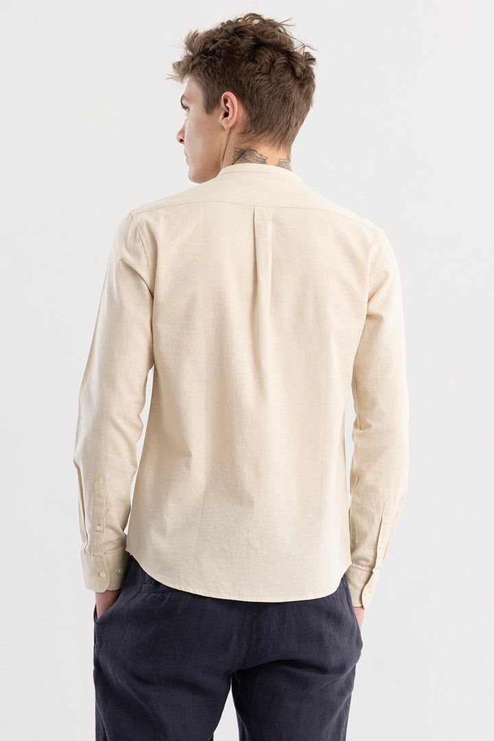 Linen Elegance Cream Plain Shirt