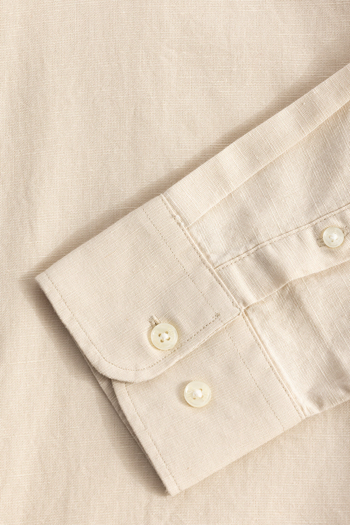 Linen Elegance Cream Plain Shirt