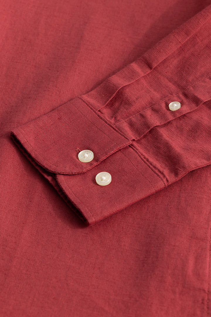 Linen Elegance Red Plain Shirt