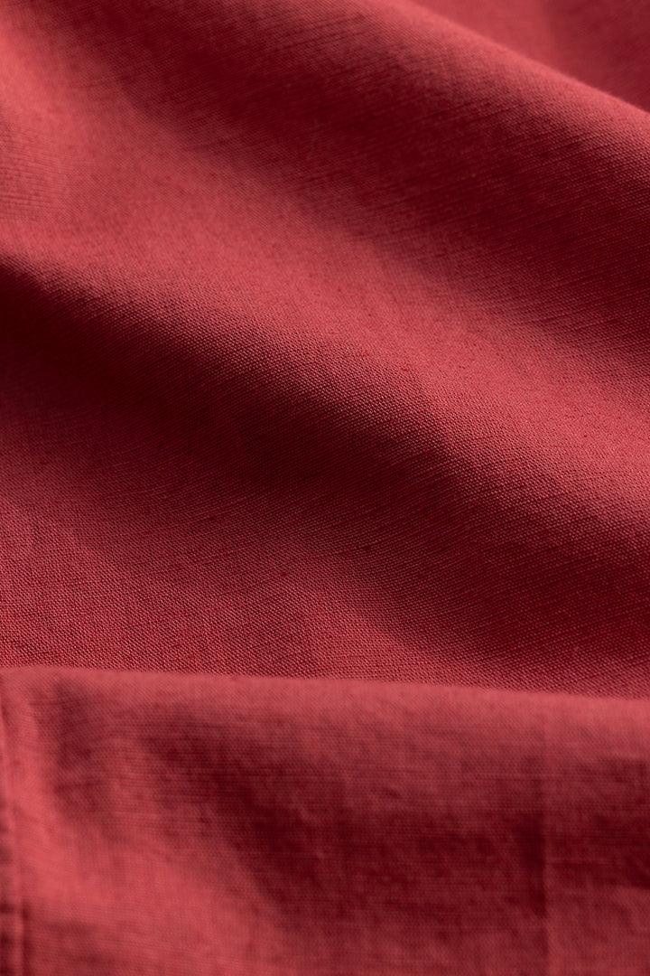 Linen Elegance Red Plain Shirt