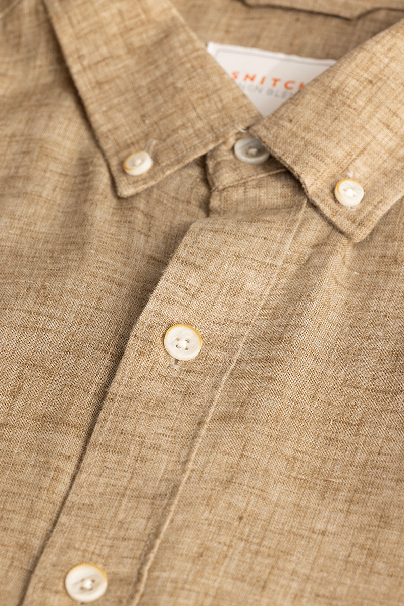 Beige Linen Blend Shirt