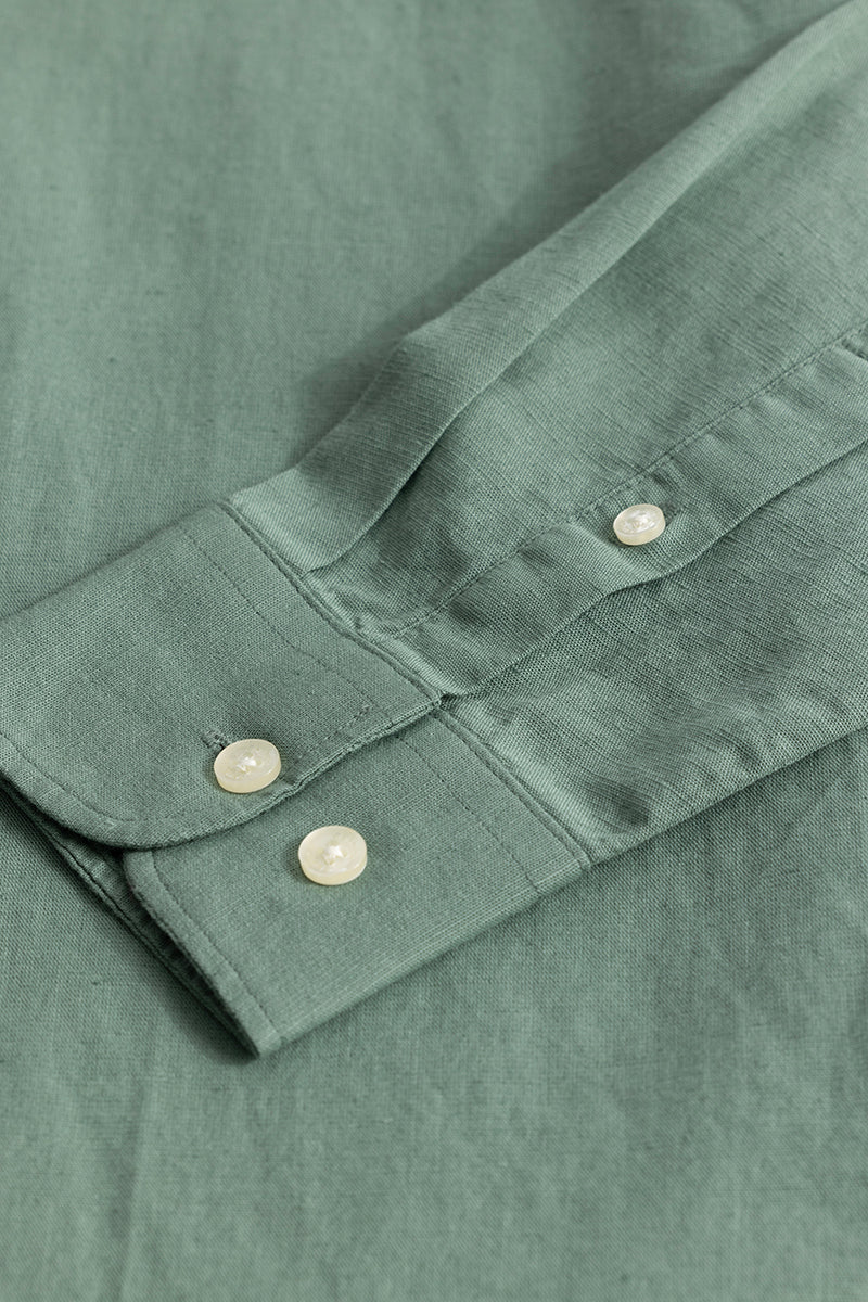 Linen Elegance Green Plain Shirts