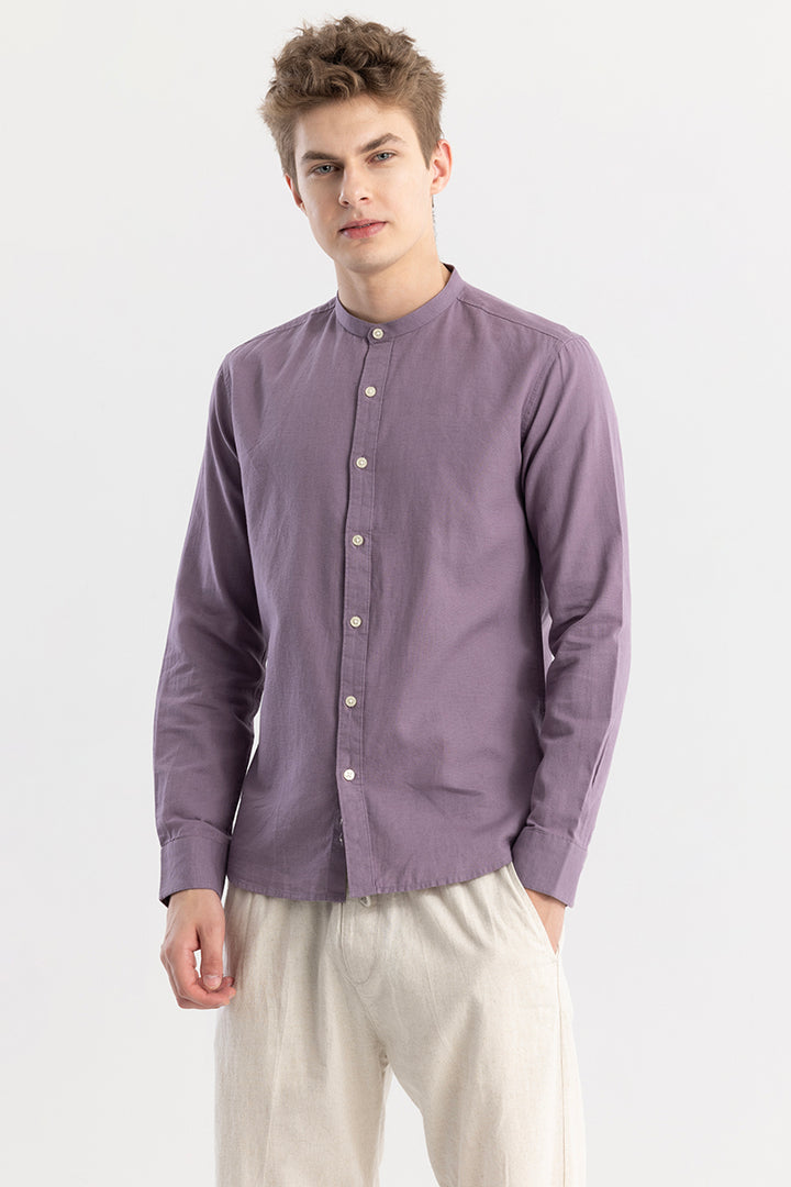 Linen Elegance Plain Purple Shirt