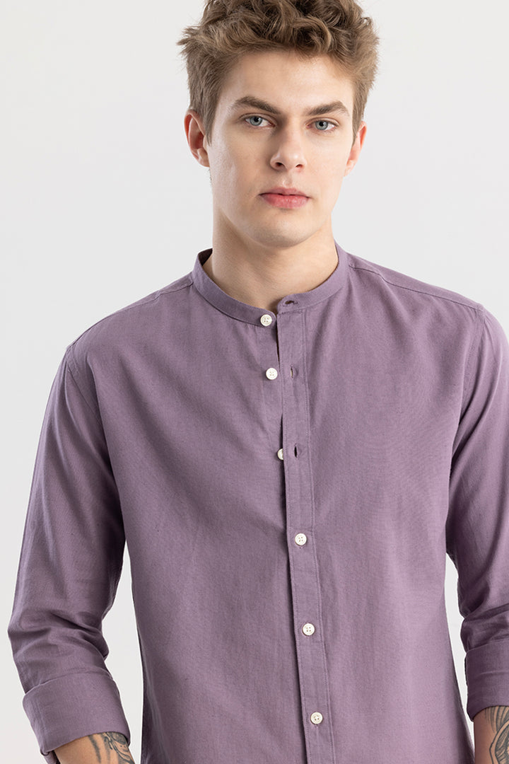 Linen Elegance Plain Purple Shirt