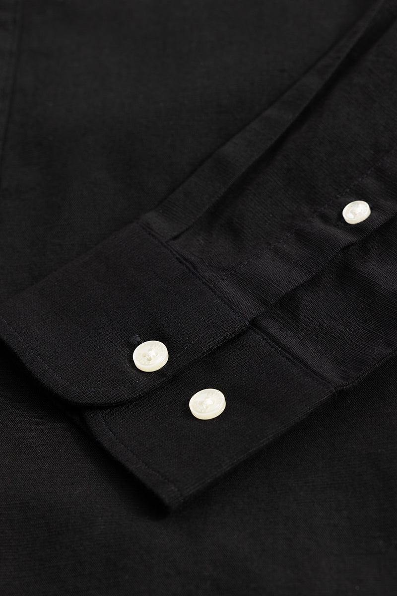 Linen Elegance Plain Black Shirt