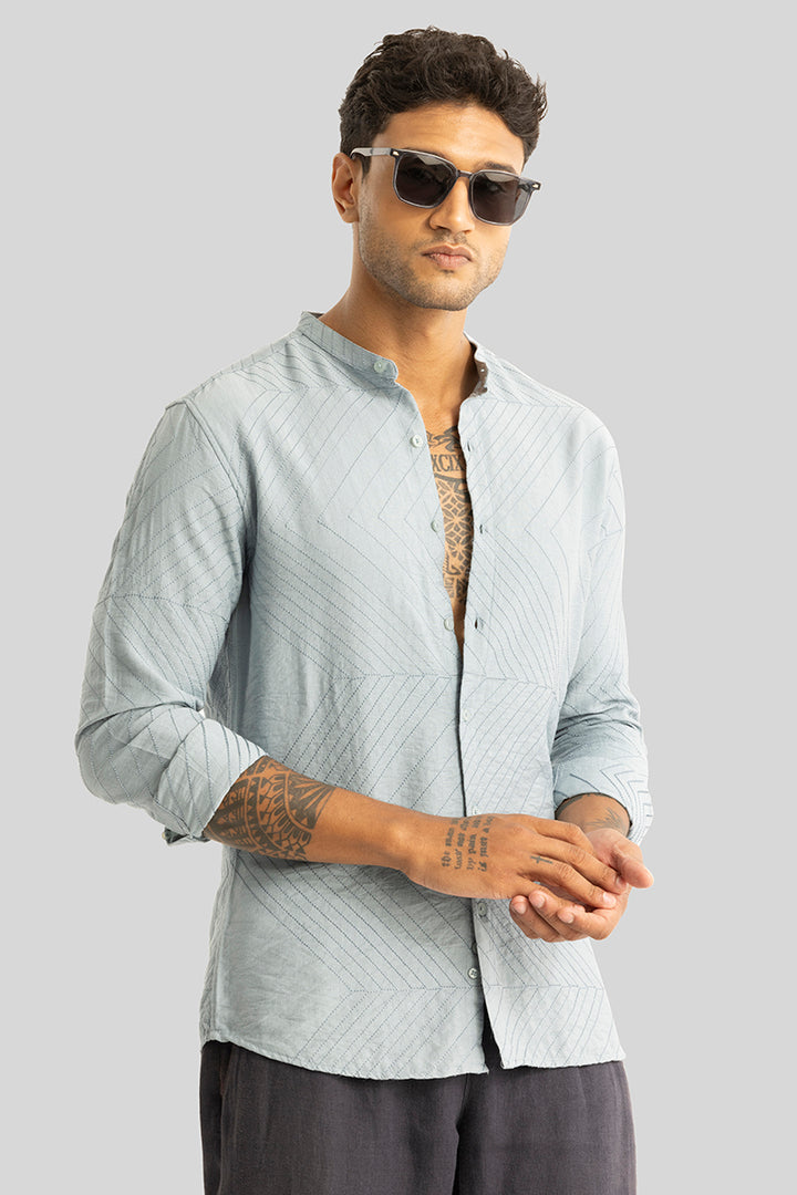 Pastal Blue Embroidered Shirt